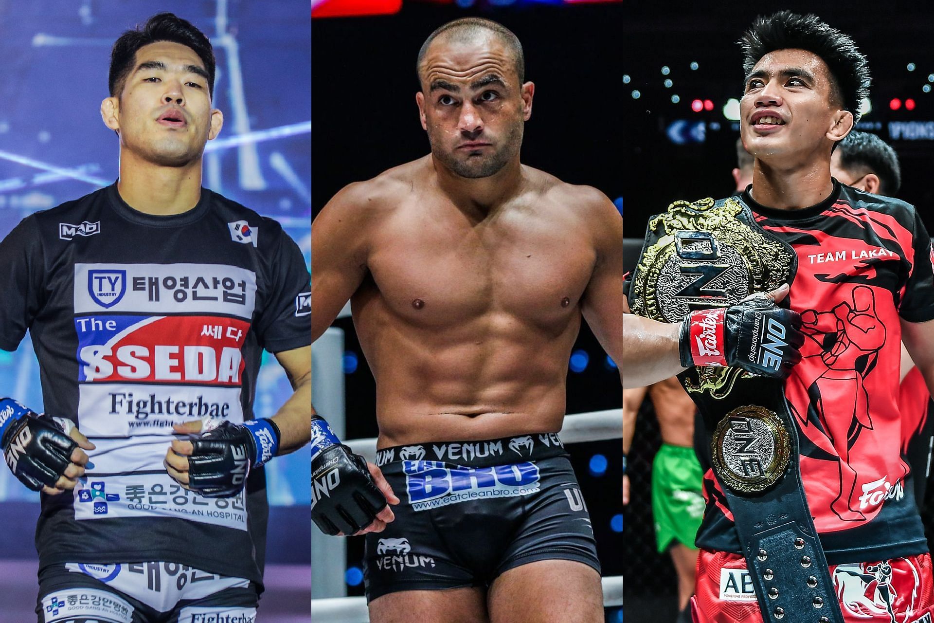 Pictured from left to right: Ok Rae Yoon, Eddie Alvarez, Joshua Pacio. [Photos ONE Championship]