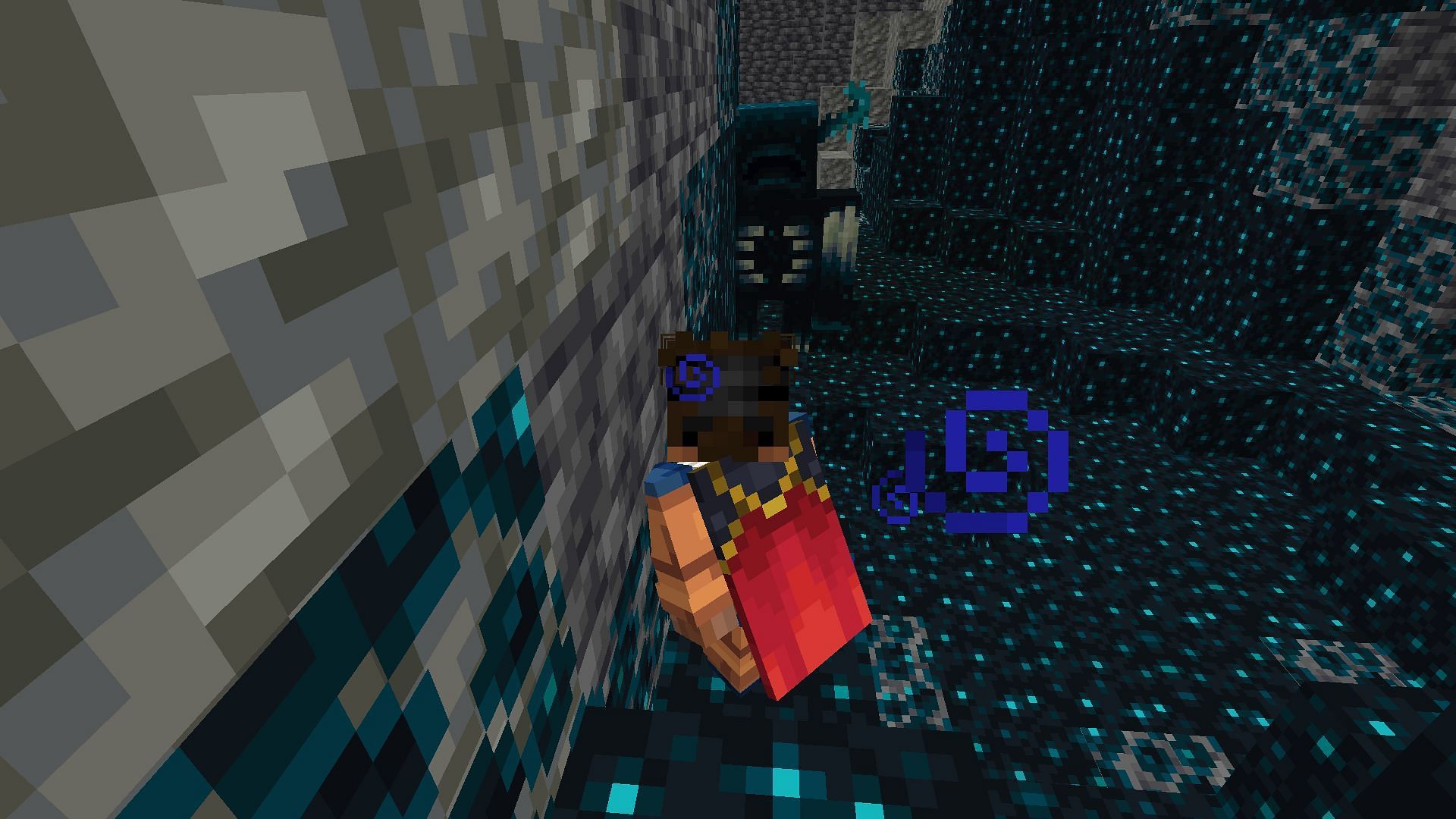 A player sneaking near a Warden (Image via Minecraft)