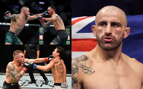 Volkanovski vs. Holloway 1 and 2 (top and bottom left); Alexander Volkanovski (right)