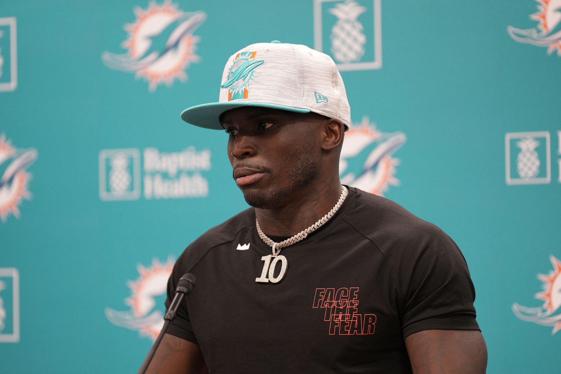 WR Tyreek Hill at his Miami Dolphins Press Conference