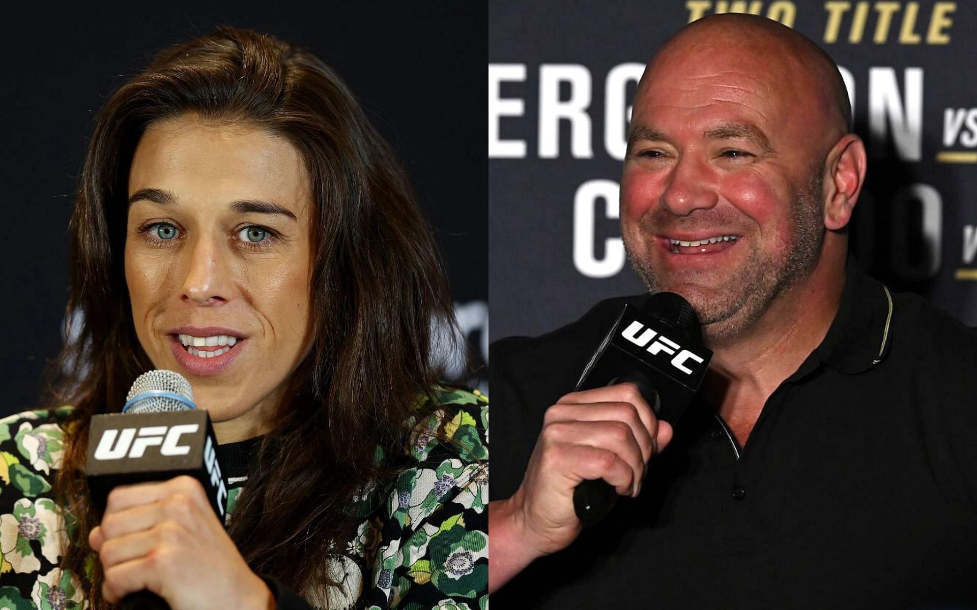 Joanna Jedrzejczyk(L) looking forward to meeting Dana White (R)