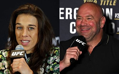 Joanna Jedrzejczyk(L) looking forward to meeting Dana White (R)