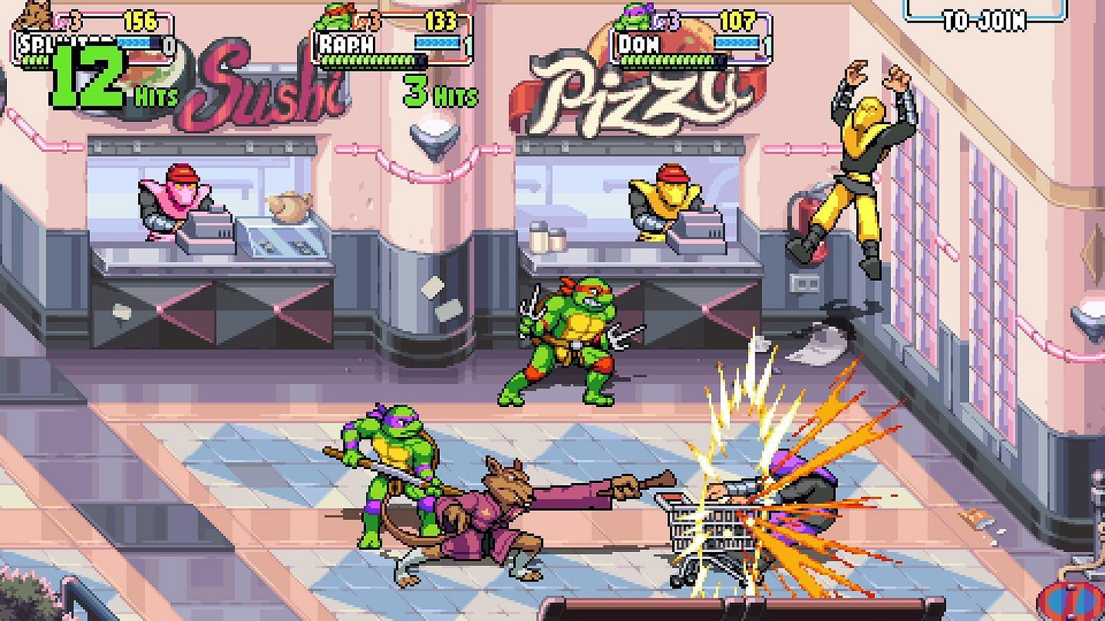 Splinter is the slowest character in this Teenage Mutant Ninja Turtles game (Image via Tribute Games)