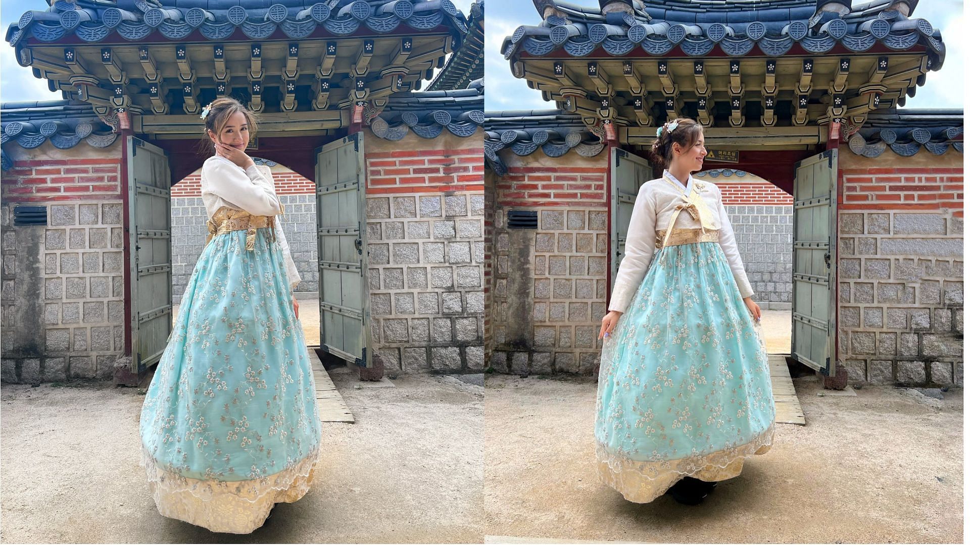 Pokimane shows off her stunning traditional outfit for her last day in Korea (Image via- Pokimane/Twitter)