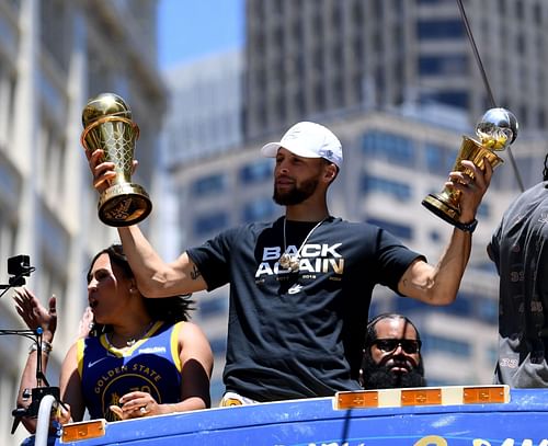 Steph Curry at the Golden State Warriors' Victory Parade and Rally