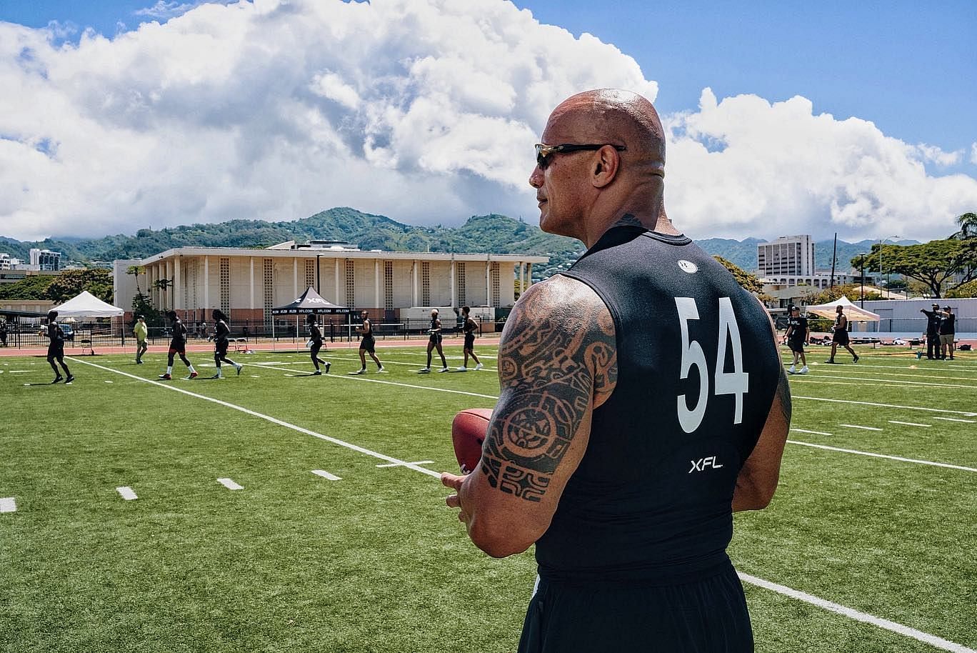 Dwayne &quot;The Rock&quot; Johnson on the football field