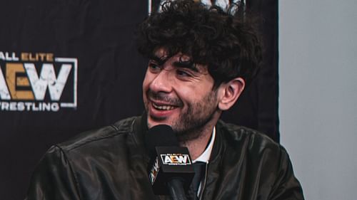 Tony Khan at the AEW Double or Nothing media scrum (credit: Jay Lee Photography)