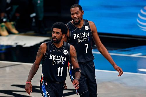 Kevin Durant hasn't gotten enough support from Kyrie Irving for one reason or another. [Photo: Boston.com]