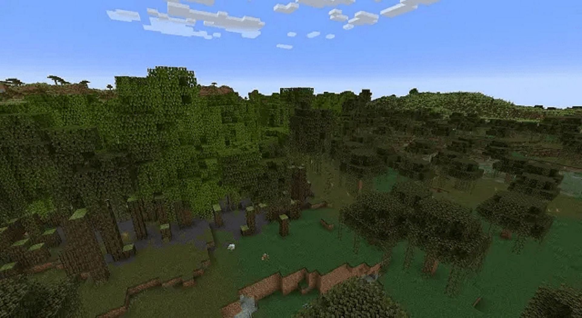 Players can enjoy a two-tone swamp in this seed (Image via Mojang)