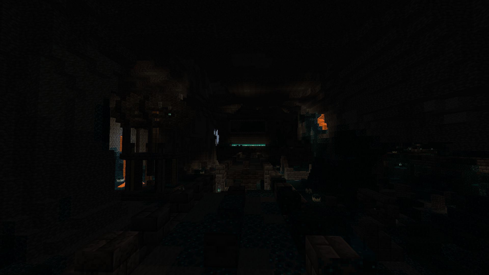 The first of the more than a dozen ancient cities in the deep dark biome (Image via Minecraft)