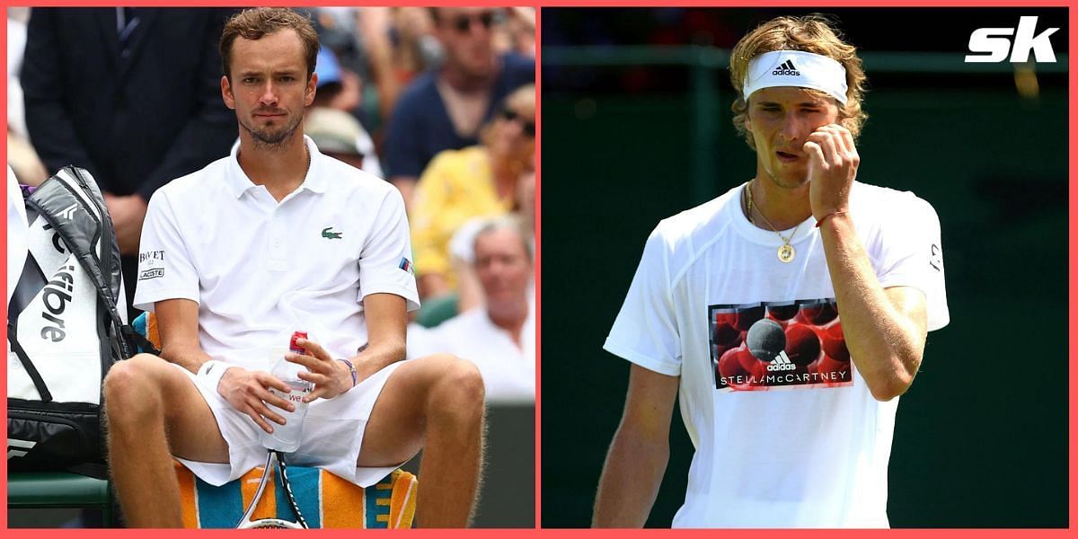 Daniil Medvedev (L) and Alexander Zverev are set to miss SW19 this year