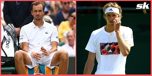 Daniil Medvedev (L) and Alexander Zverev are set to miss SW19 this year