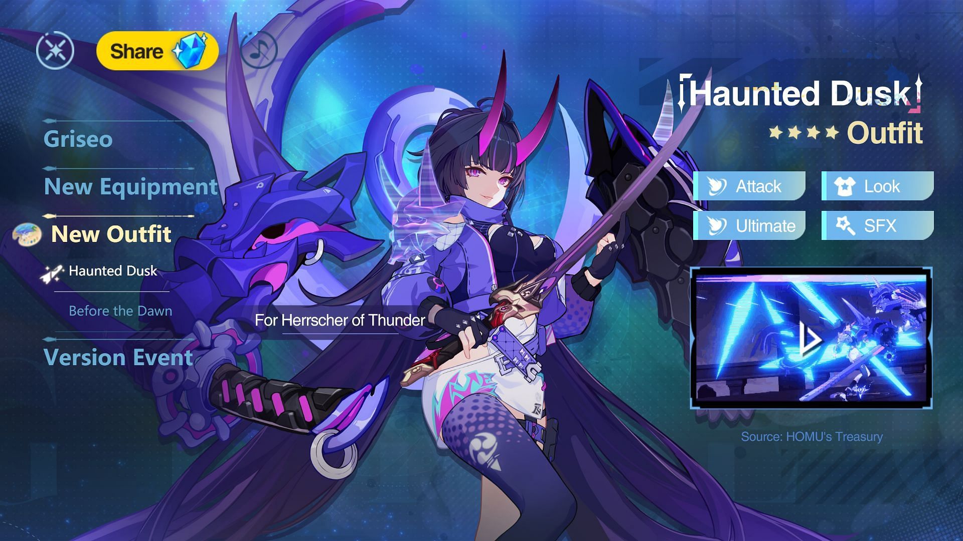 Herrscher of Thunder&#039;s new outfit (Image via Honkai Impact 3rd)
