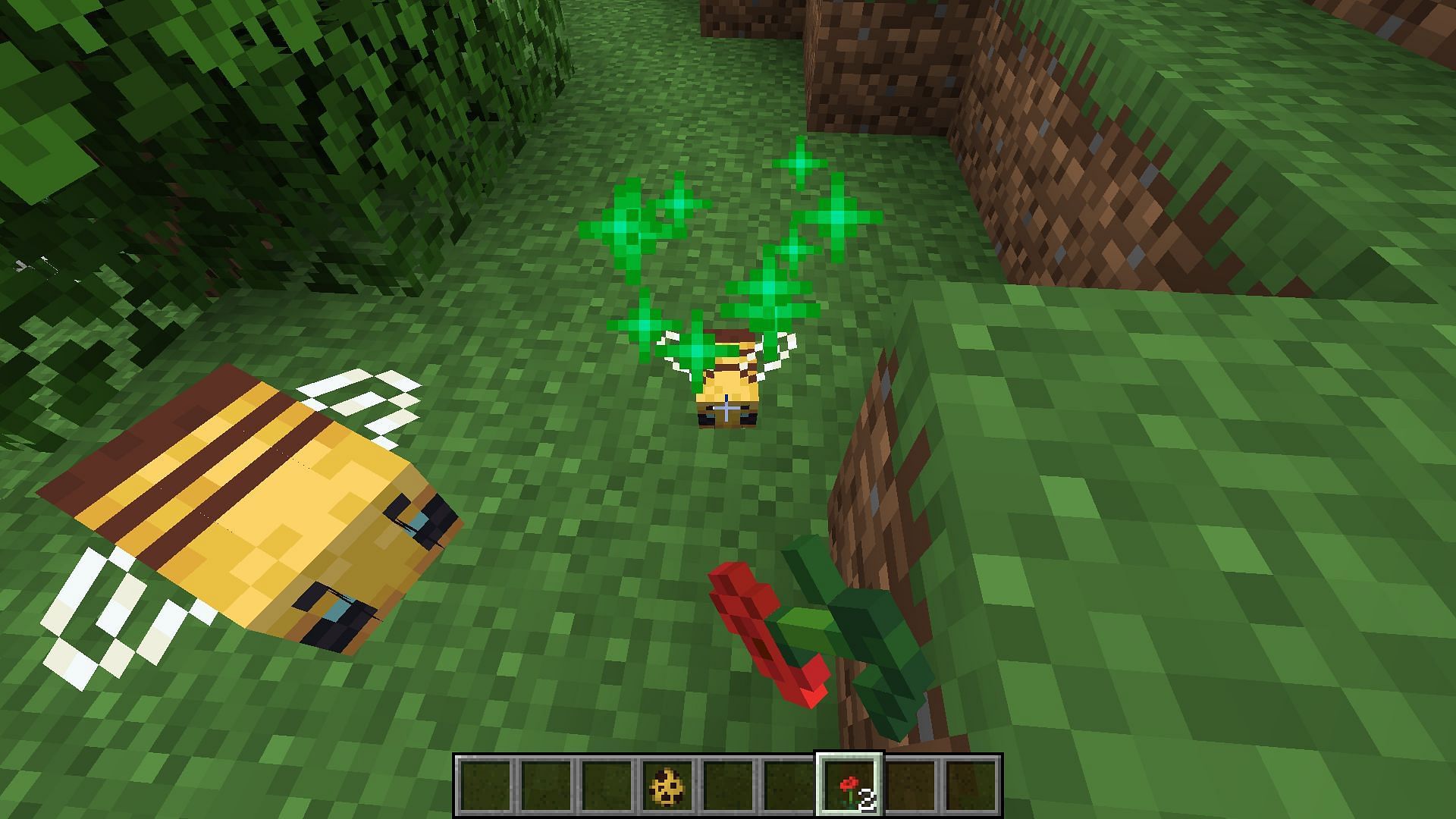 Baby bee can grow faster when they are fed flowers (Image via Mojang)