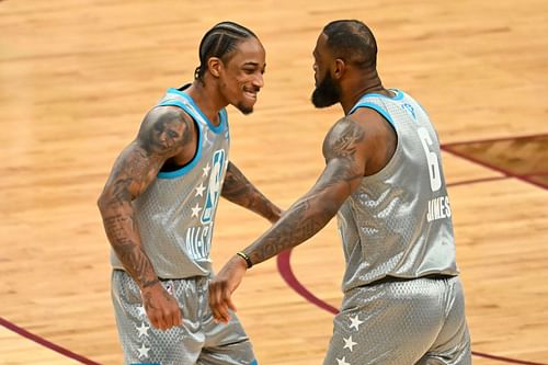 DeMar DeRozan and LeBron James as teammates in the 2022 NBA All-Star Game