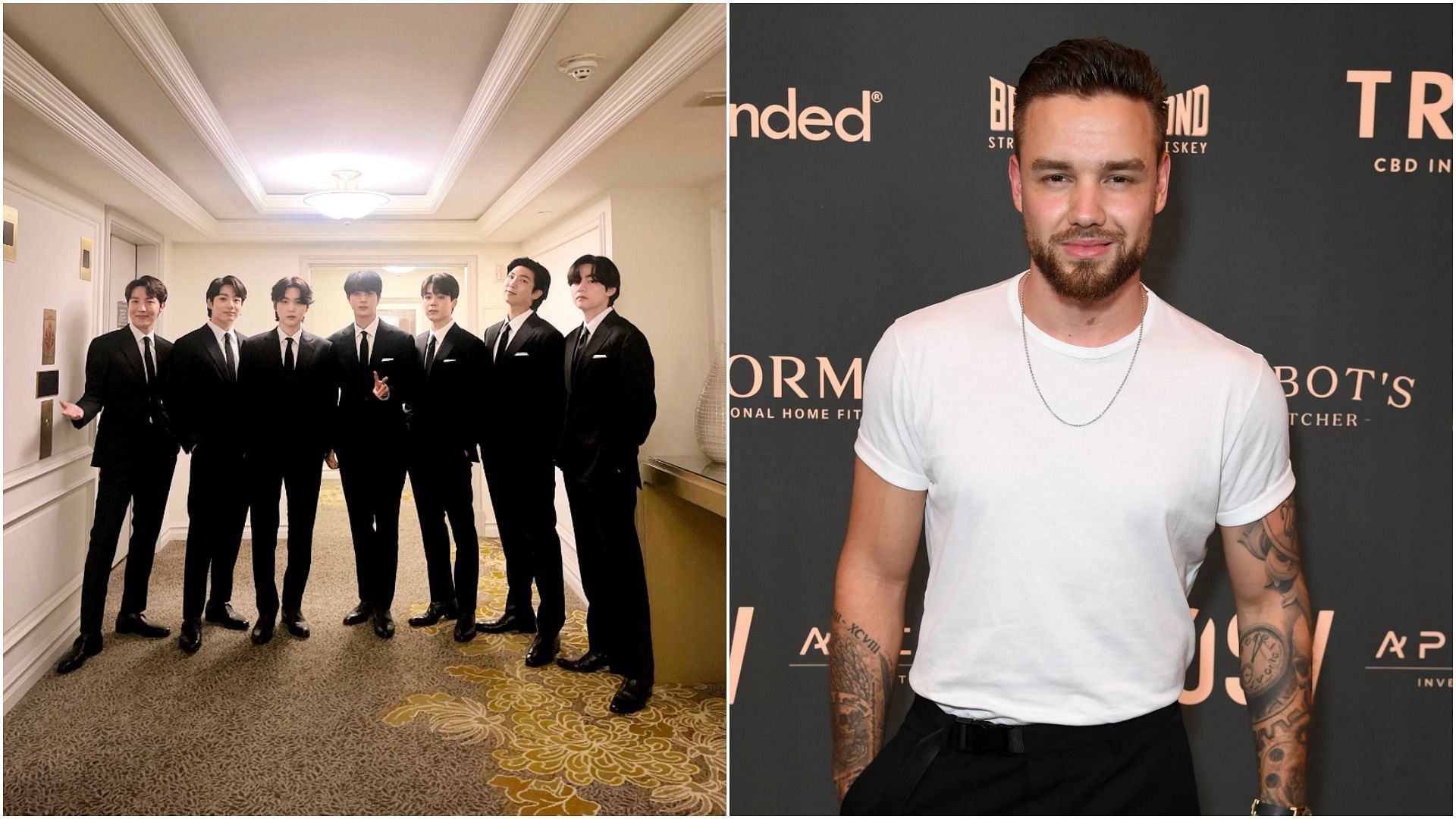 BTS and Liam Payne (Image via @bts_bighit/Twitter and Getty Images)