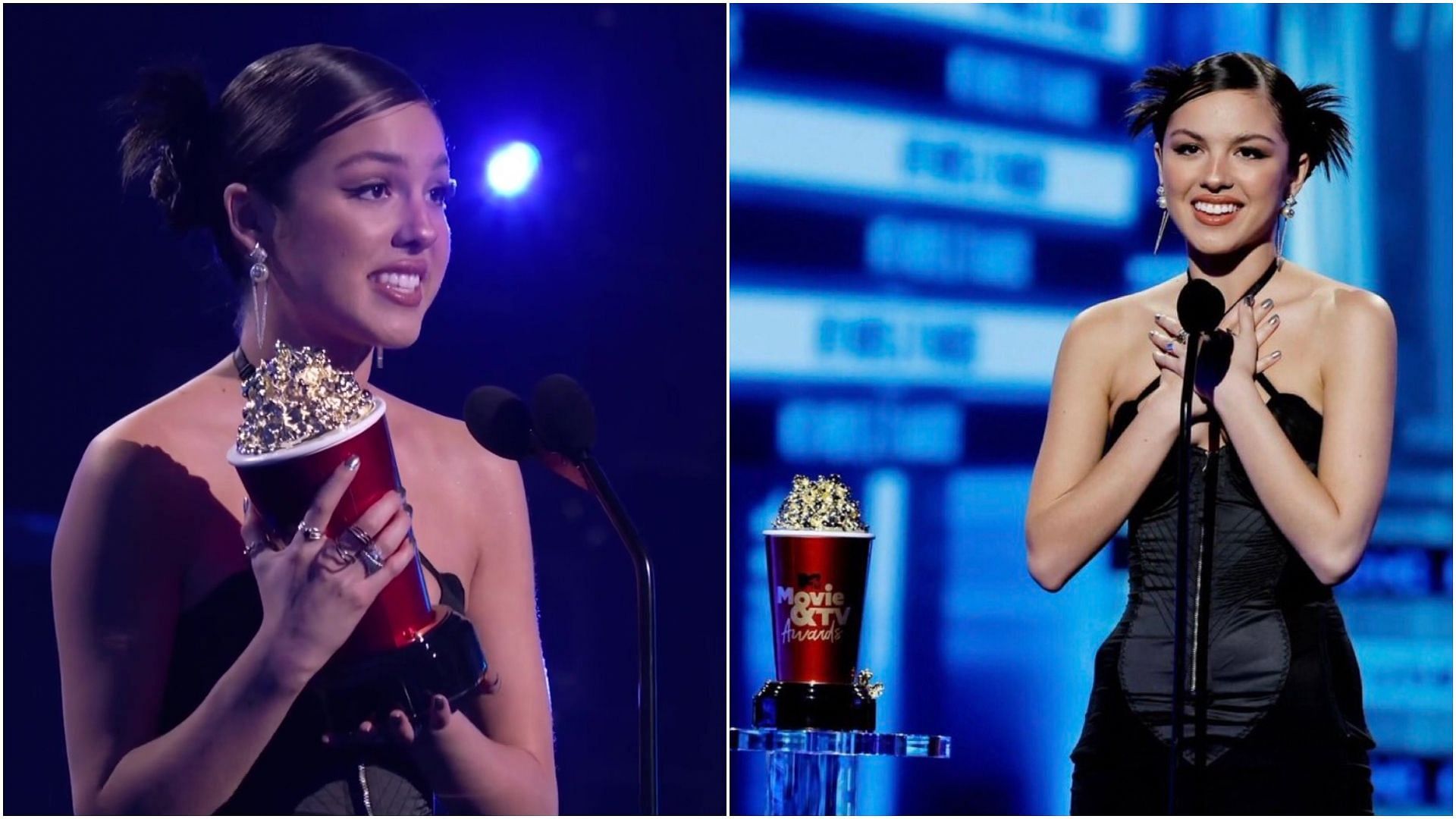 Olivia Rodrigo won her first MTV and TV award (Images via Twitter/@giannazerme)