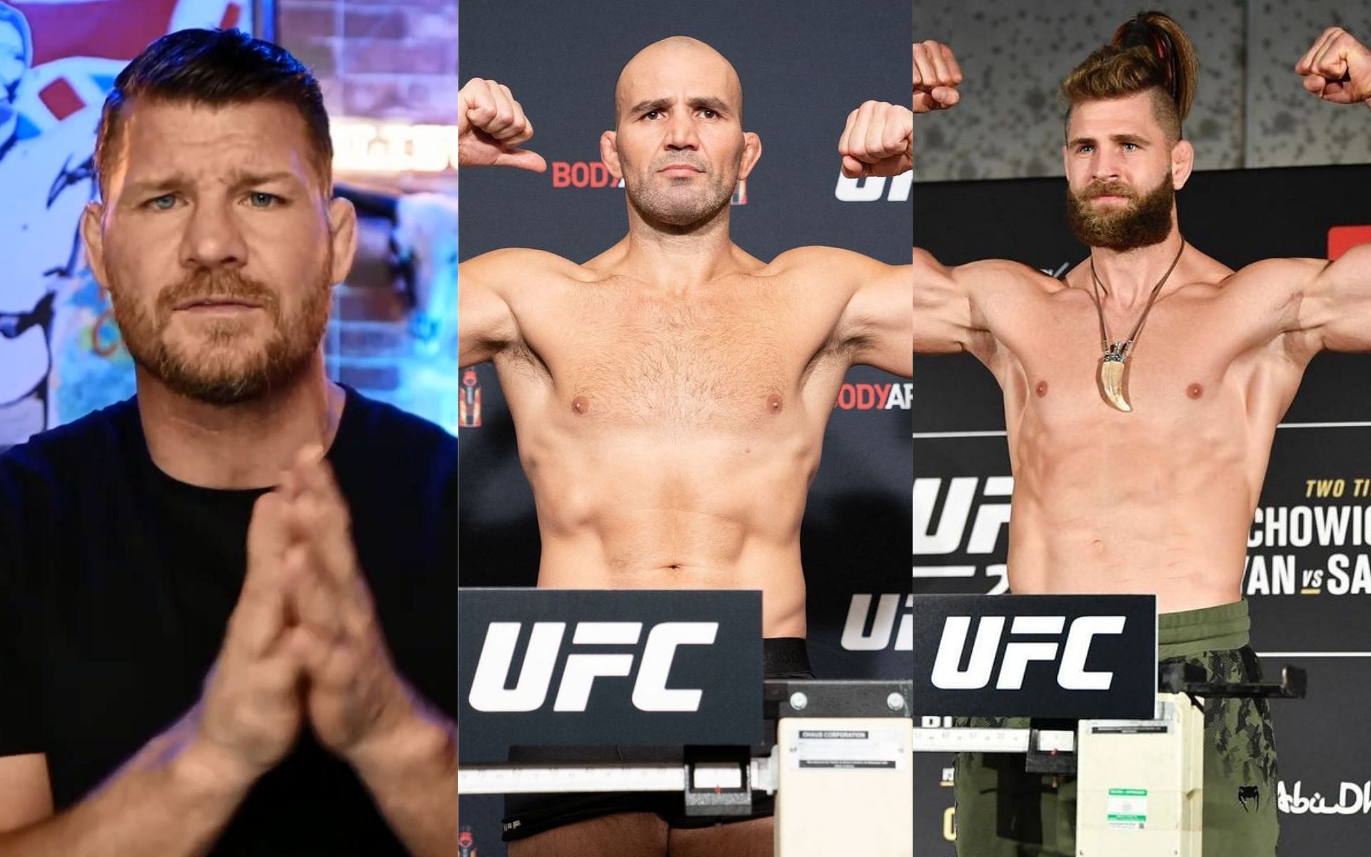 Michael Bisping (left), Glover Teixeira (middle), Jiri Prochazka (right) [Images courtesy: Michael Bisping via YouTube, @gloverteixeira, and @jirkaprochazka via Instagram]