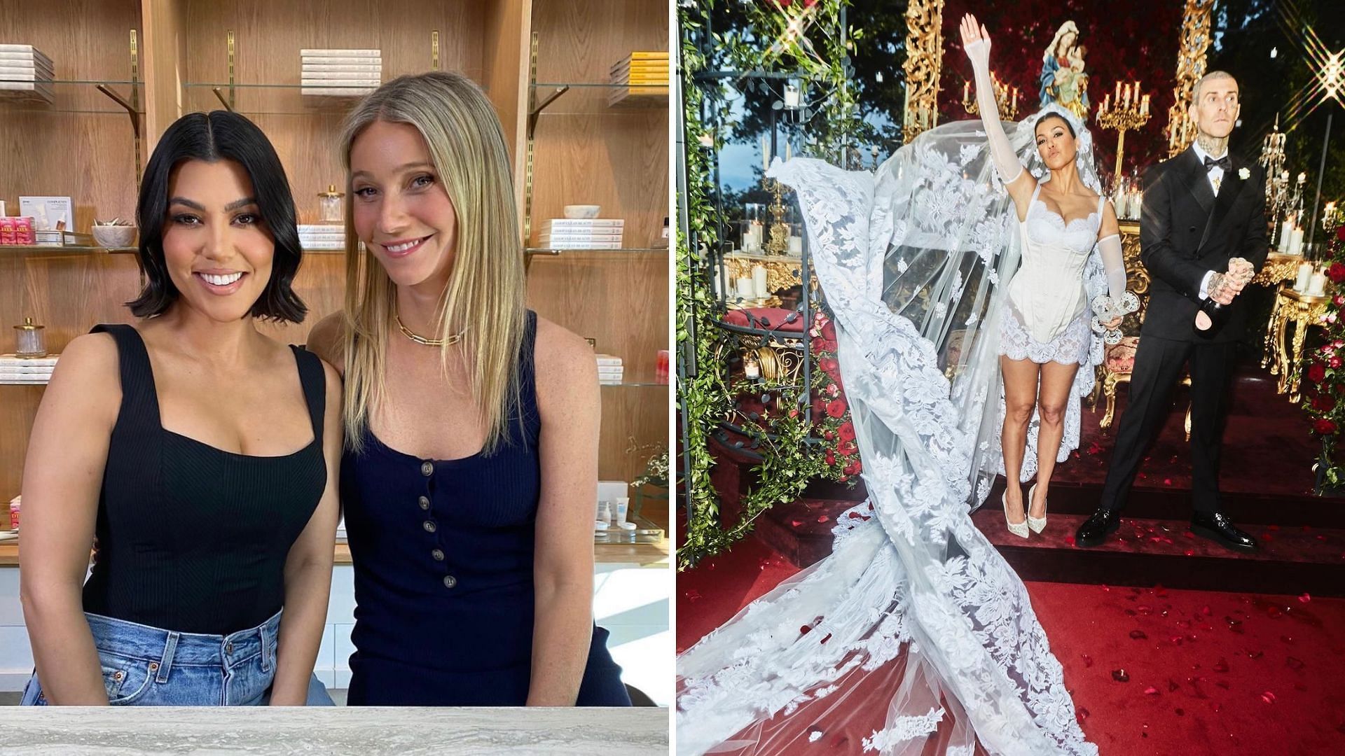 Gwyneth Paltrow advised Kourtney Kardashian on a successful marriage on The Kardashians (Image via @pooshdotcom/Twitter,kourtneykardash/Instagram)