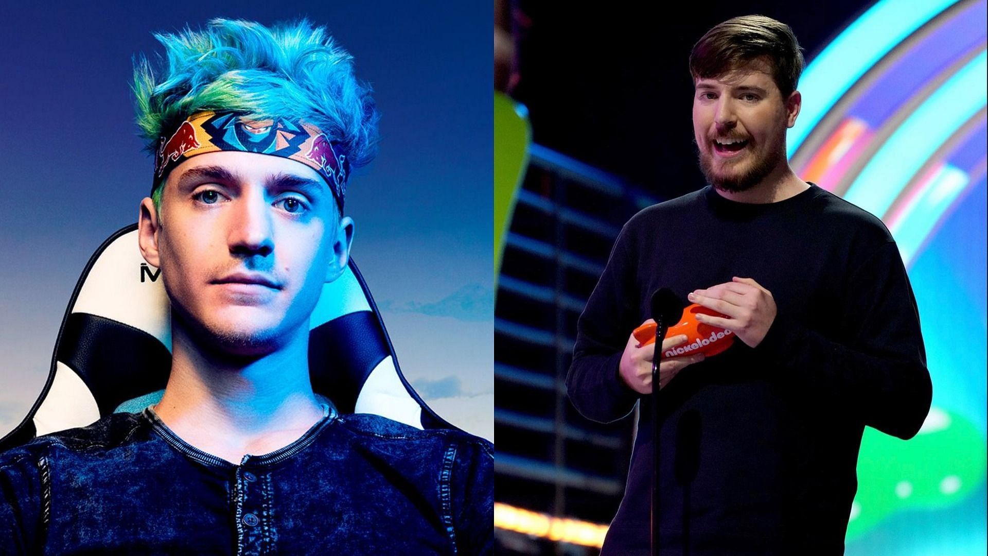 Ninja and MrBeast had a brief bit of banter over who would win in a battle in League of Legends (Image via Ninja &amp; MrBeast/Twitter)