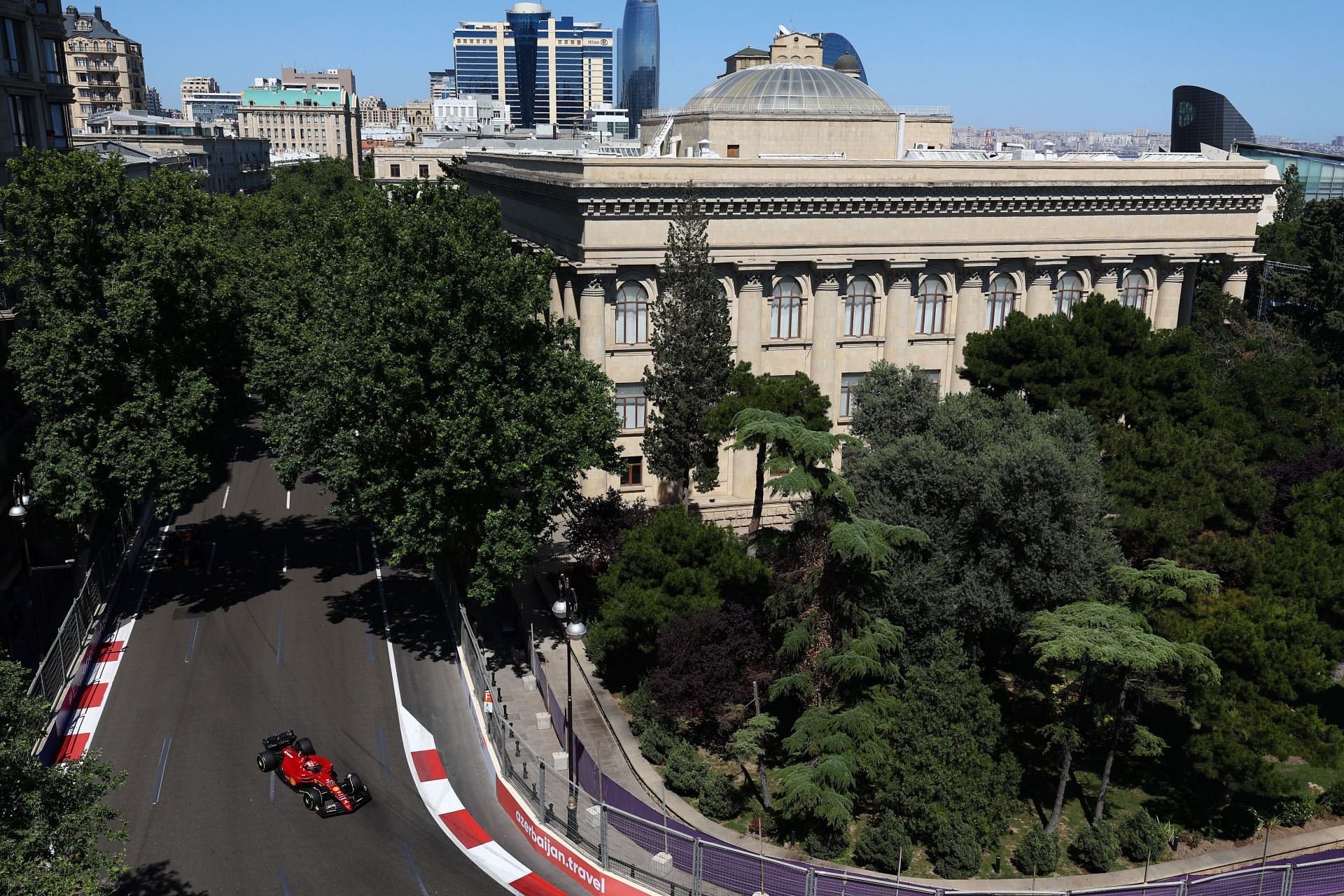 Charles Leclerc driving the #16 Ferrari F1-75 during the 2022 Azerbaijan GP (Photo by Clive Rose/Getty Images)