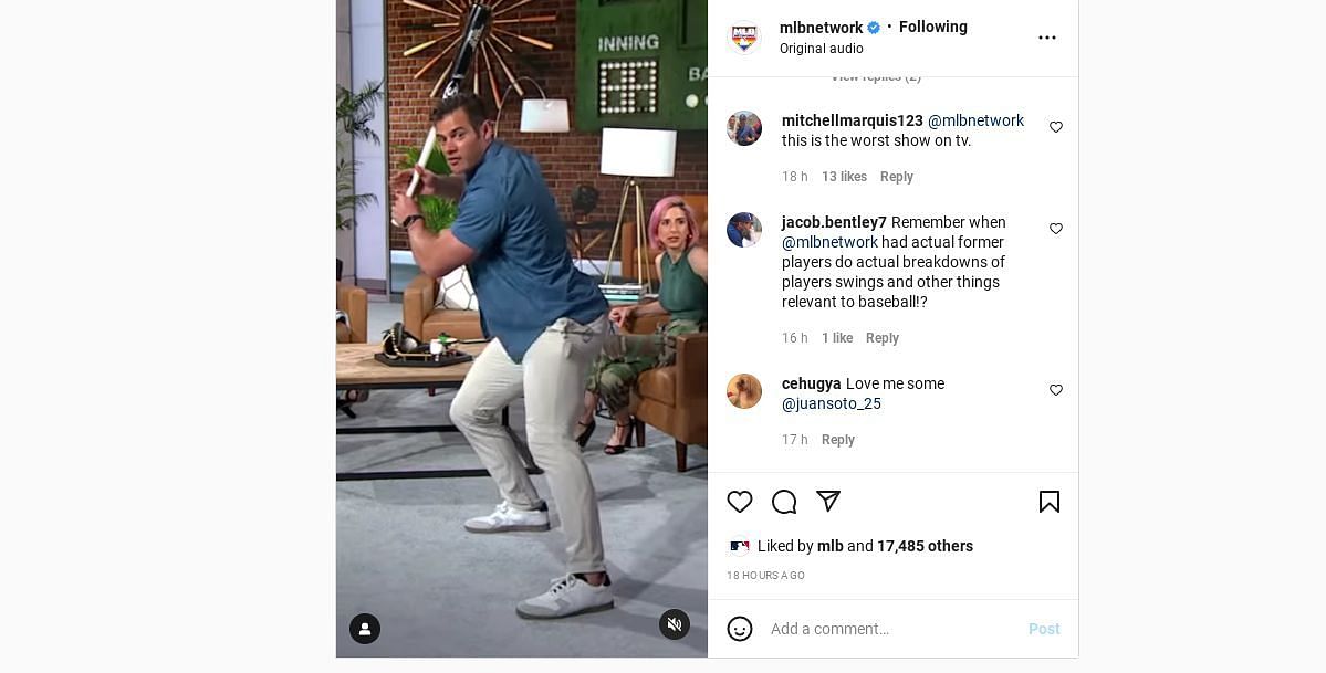 Former MLB player Anthony Recker imitates the famous Soto-shuffle