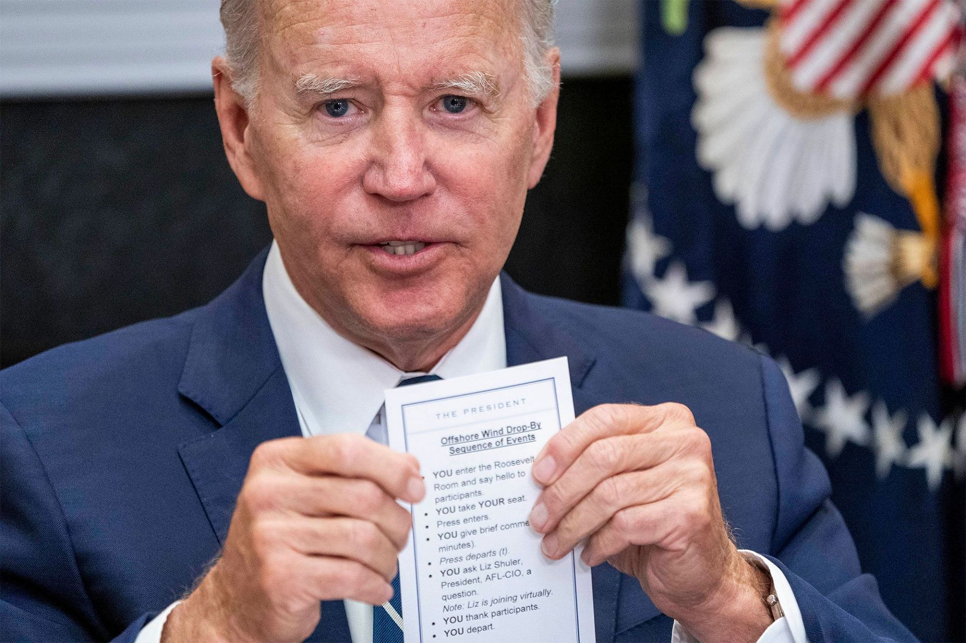 Netizens slam President Joe Biden for using a cheat sheet (Image via MEGA)