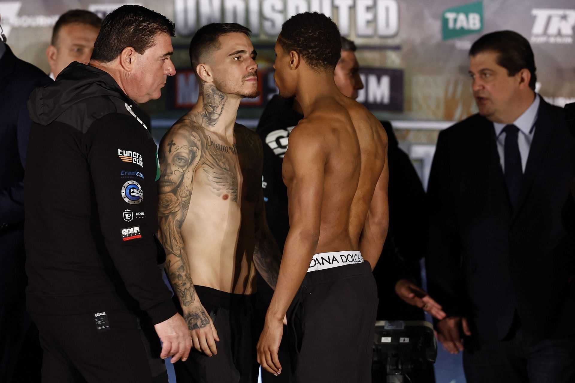 George Kambosos Jr. (L) and Devin Haney (R) are set to clash tonight after a wild build-up.