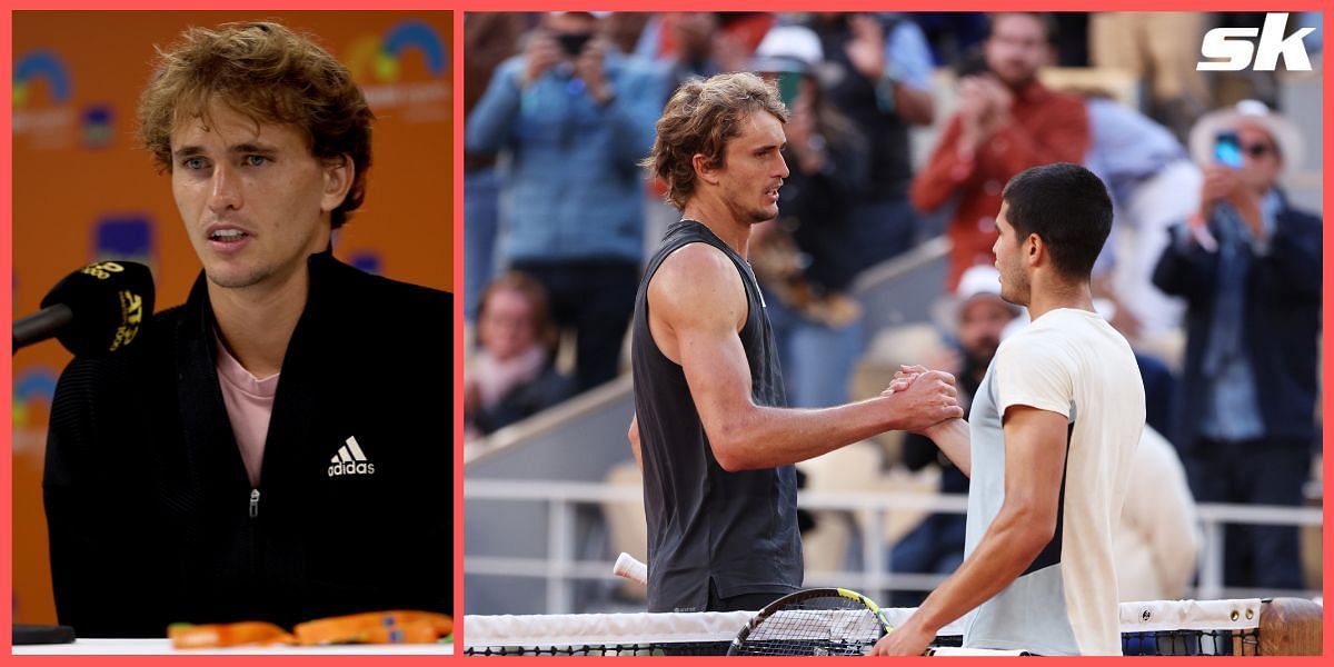 Alexander Zverev (L) beat Carlos Alcaraz in four sets in the quarterfinals of the 2022 French Open on Tuesday