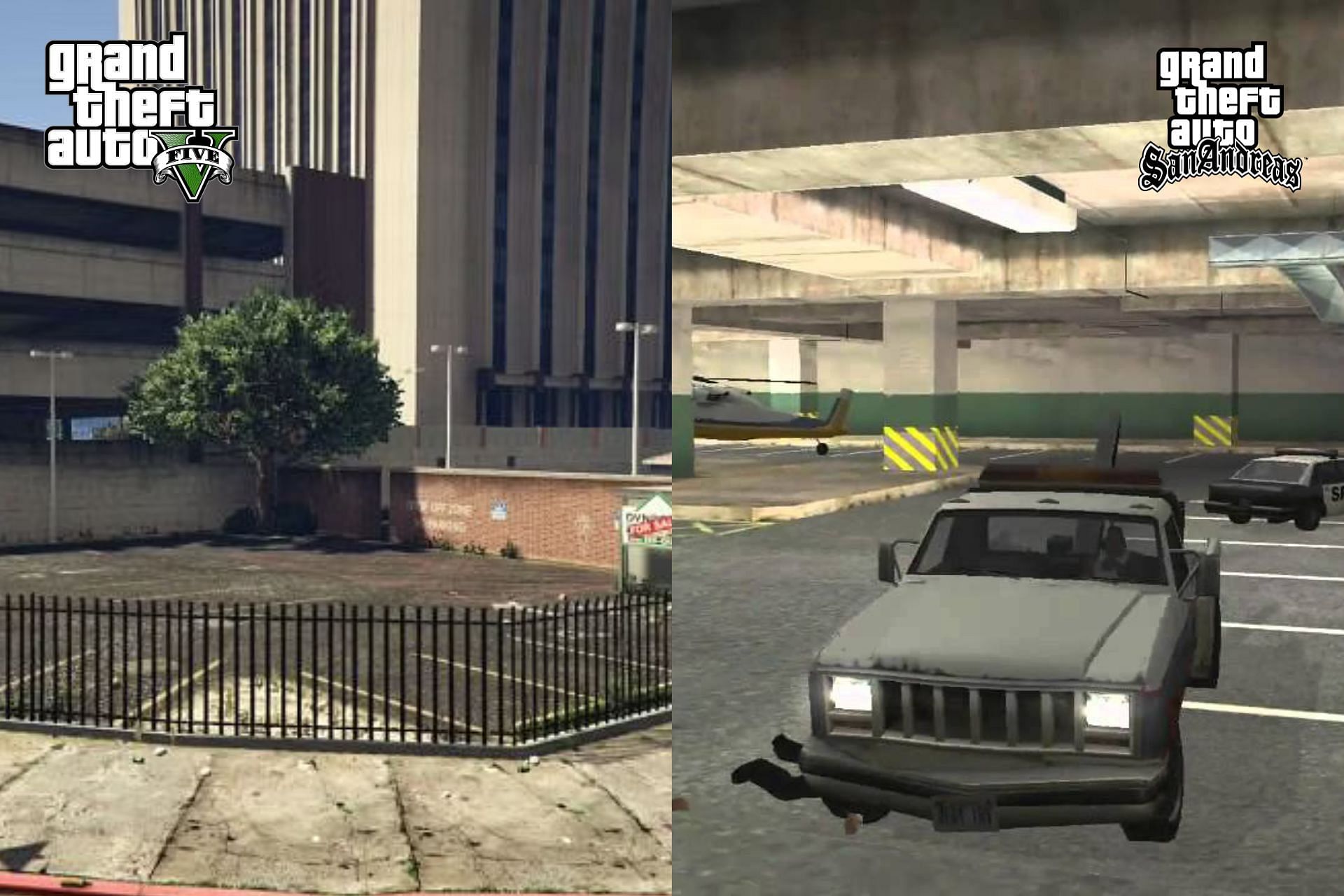 Vehicle impoundment in Grand Theft Auto 5 and Grand Theft Auto San Andreas (Image via Sportskeeda)