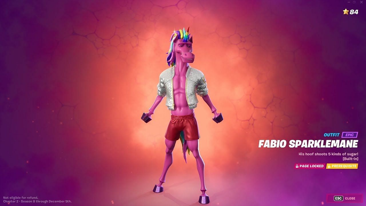A look at the Fabio Sparklemane skin (Image via Epic Games)
