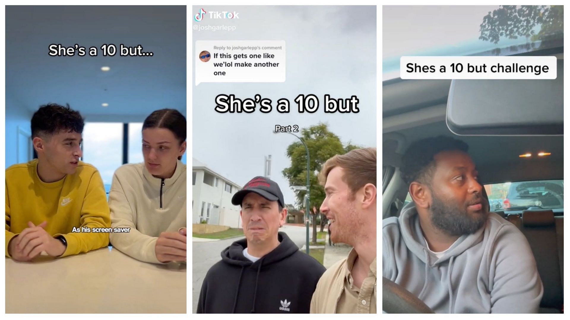 &#039;She&#039;s a 10&#039; trend goes viral on TikTok; Netizens create hilarious videos ranking partners with red flags. (Image via @kyliemillar, @fu_izzy, and @joshgarlepp/TikTok)