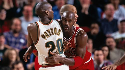 Gary Payton and Michael Jordan. (Photo: CBS Sports)