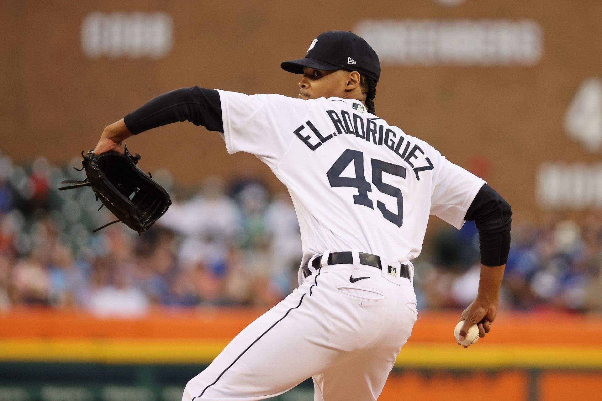 Elvin Rodriguez pitches for the Detroit Tigers against the Toronto Blue Jays.