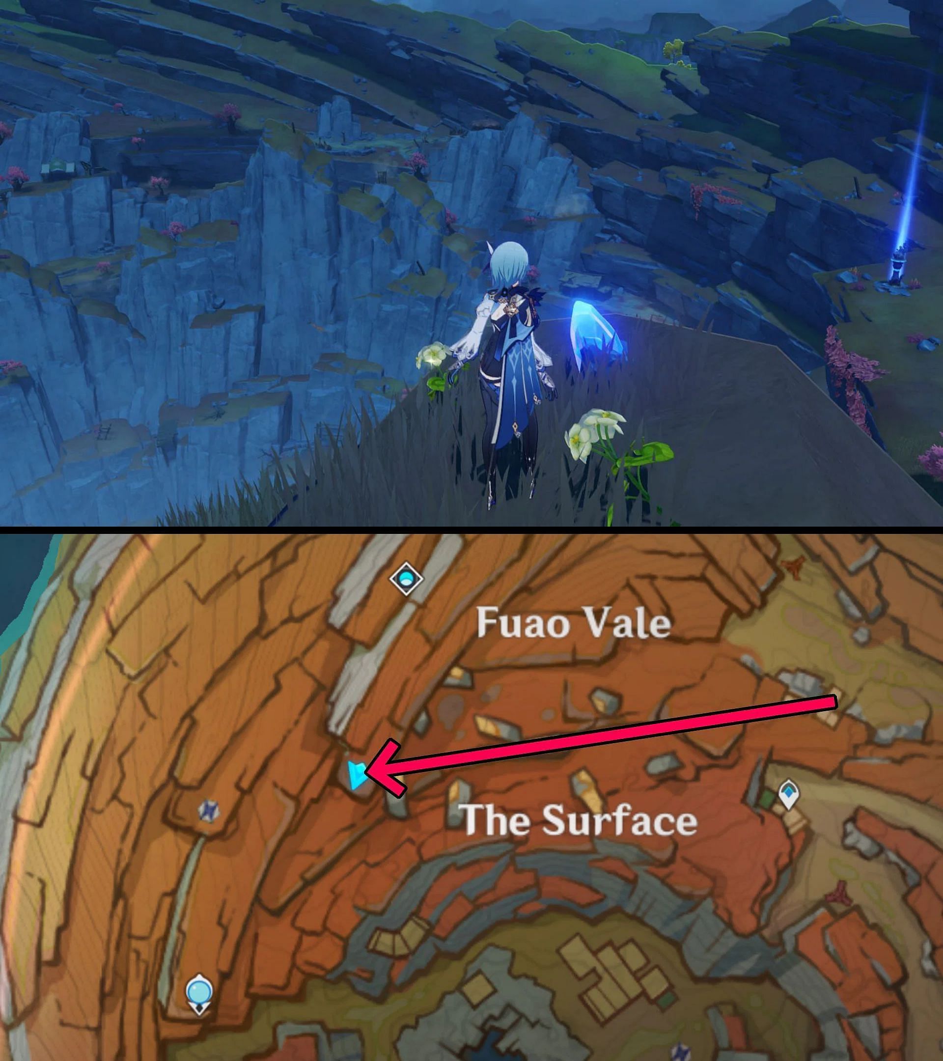 The third location, as it appears in the game and on the map (Image via HoYoverse)