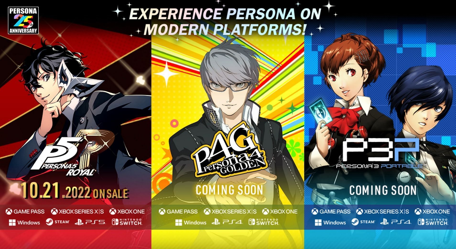 Three Persona games are coming to the Nintendo Switch, to celebrate Persona&#039;s 25th anniversary (Image via Atlus)