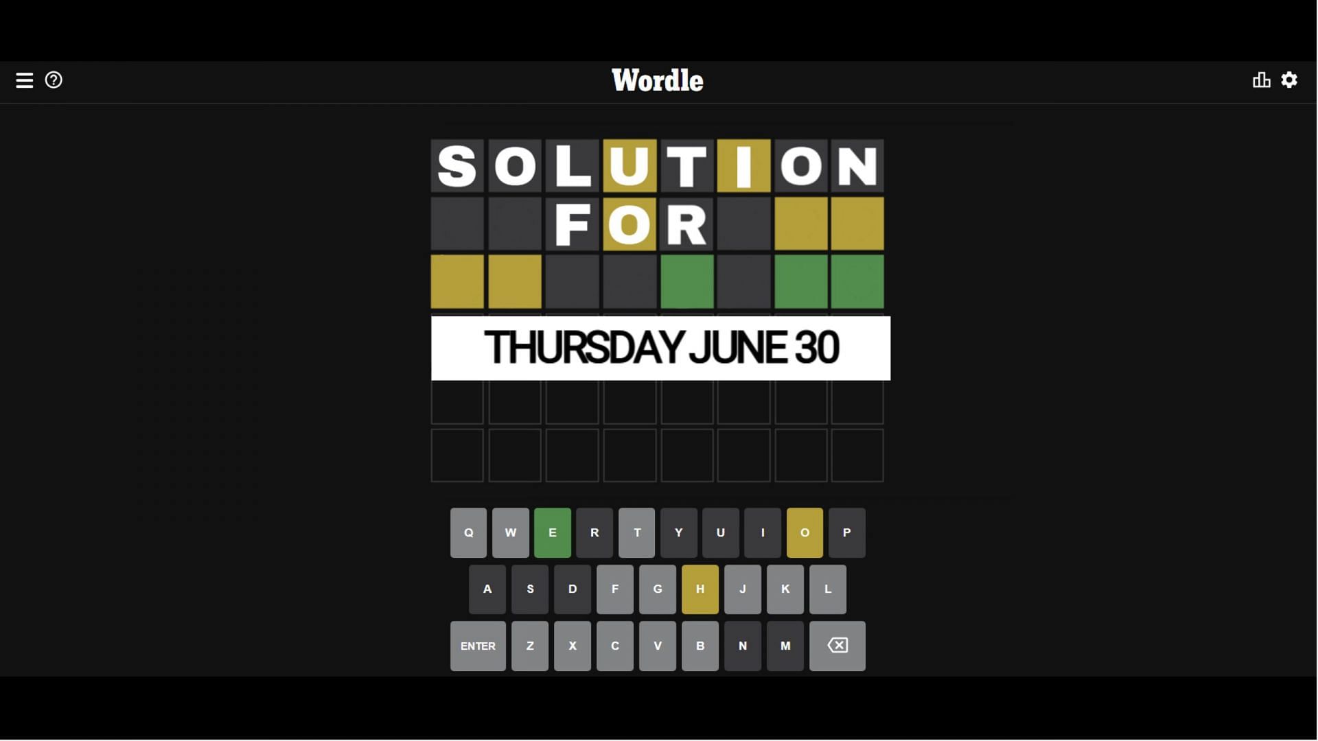 Wordle solution for June 30 rhymes with &quot;judge&quot; (Image via Sportskeeda)