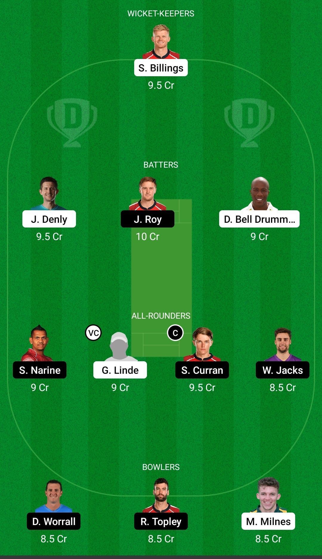 Dream11 Team for Kent vs Surrey - T20 Blast 2022.