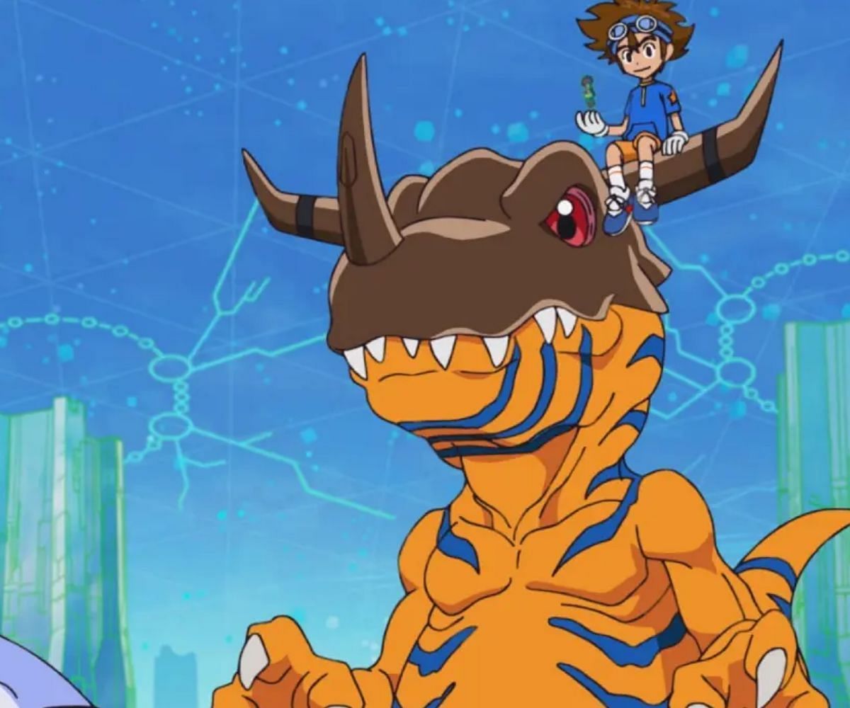 Tai Kamiya on Greymon (Image via Toei Animation)