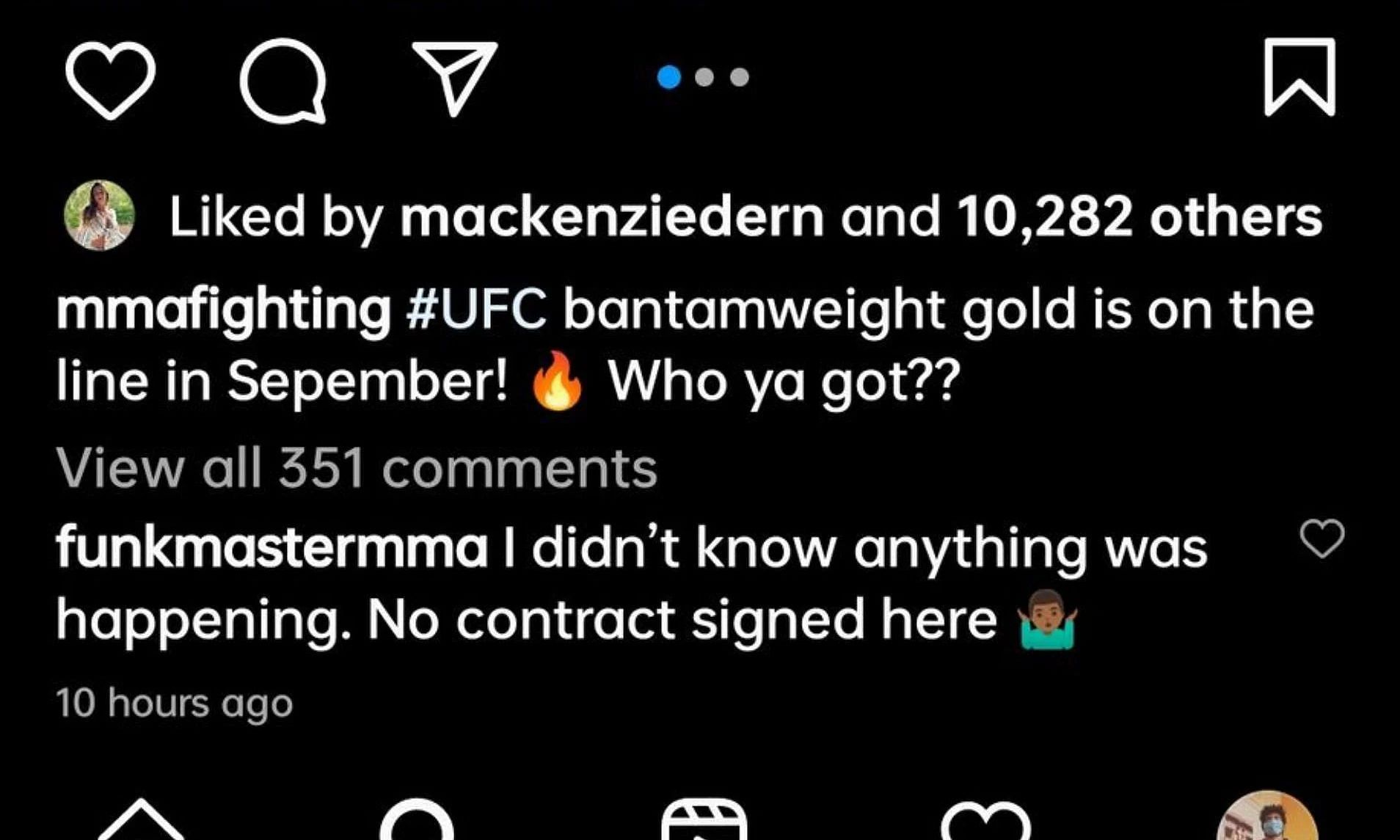 Aljamain Sterling comments on MMA Fighting&#039;s post