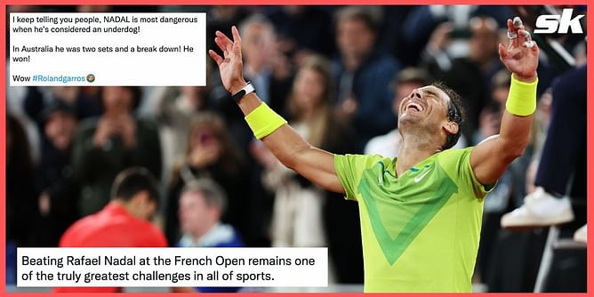 "Beating Rafael Nadal at the French Open remains one of the truly greatest challenges in all of sports" - Tennis fans react as Spaniard fends off Novak Djokovic in epic French Open QF