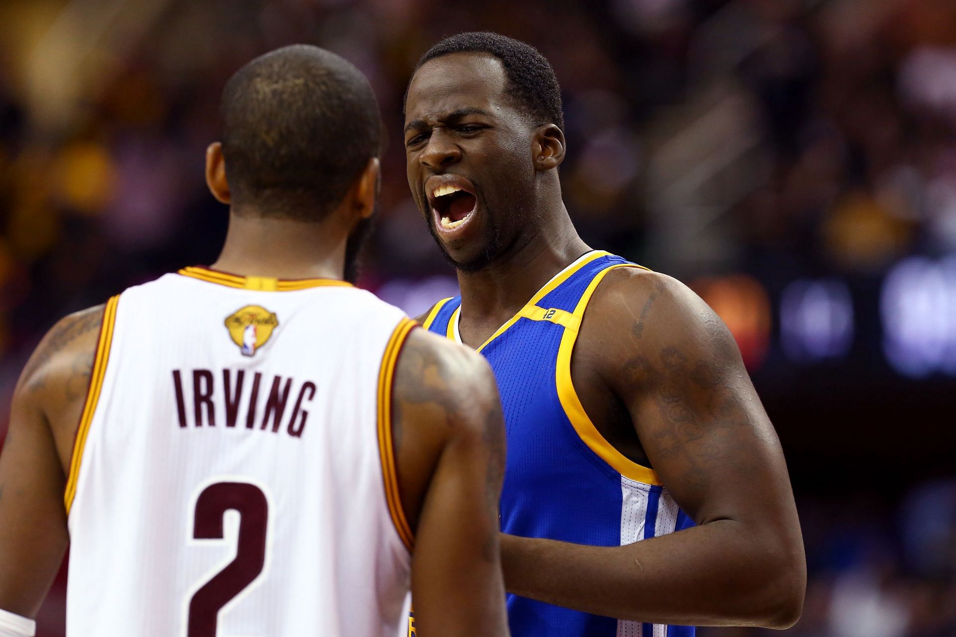 Draymond Green of the Golden State Warriors against Kyrie Irving during the 2017 NBA Finals