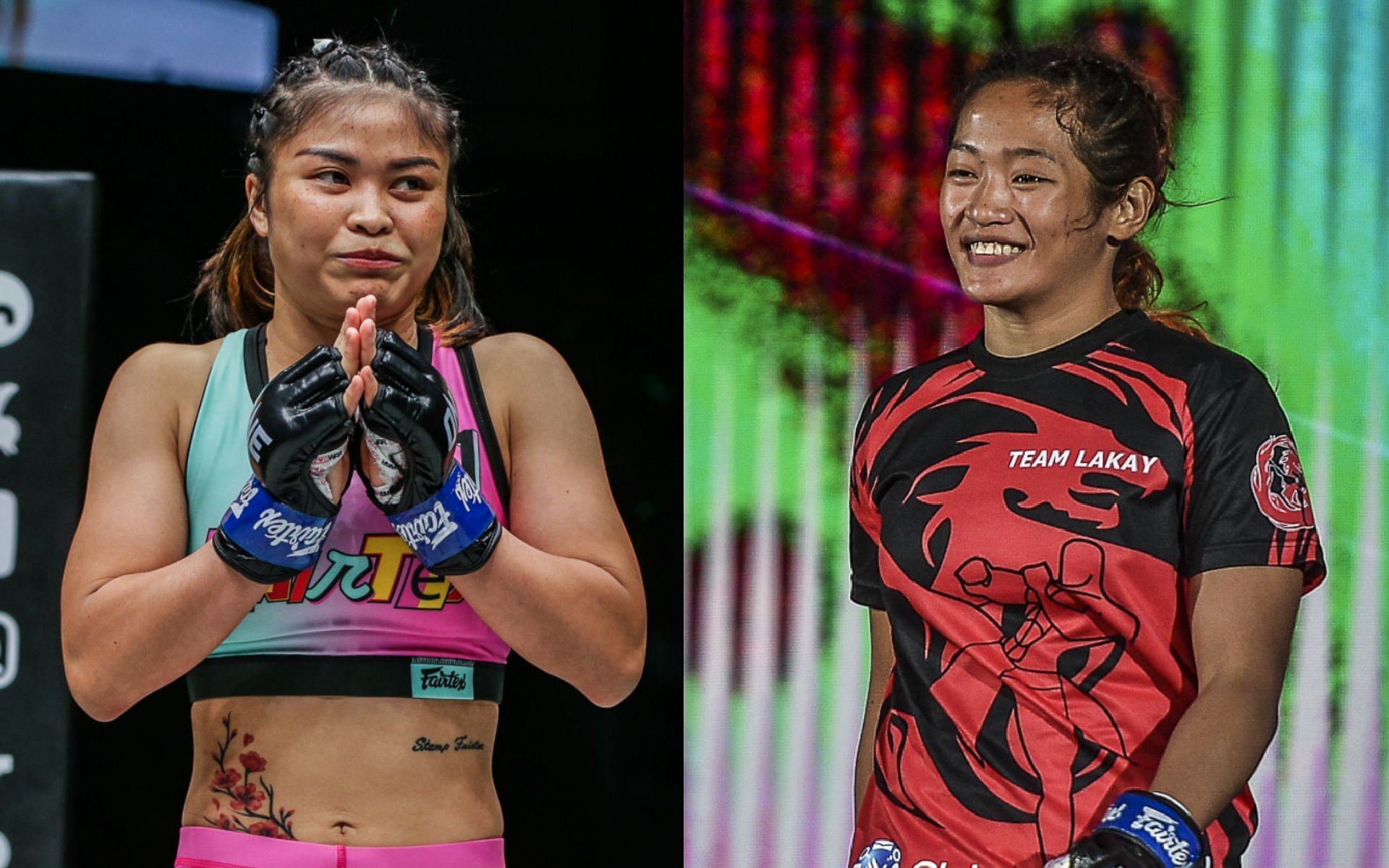 Stamp Fairtex (left) says Jenelyn Olsim (right) can become a world champion in the future. [Photos ONE Championship]