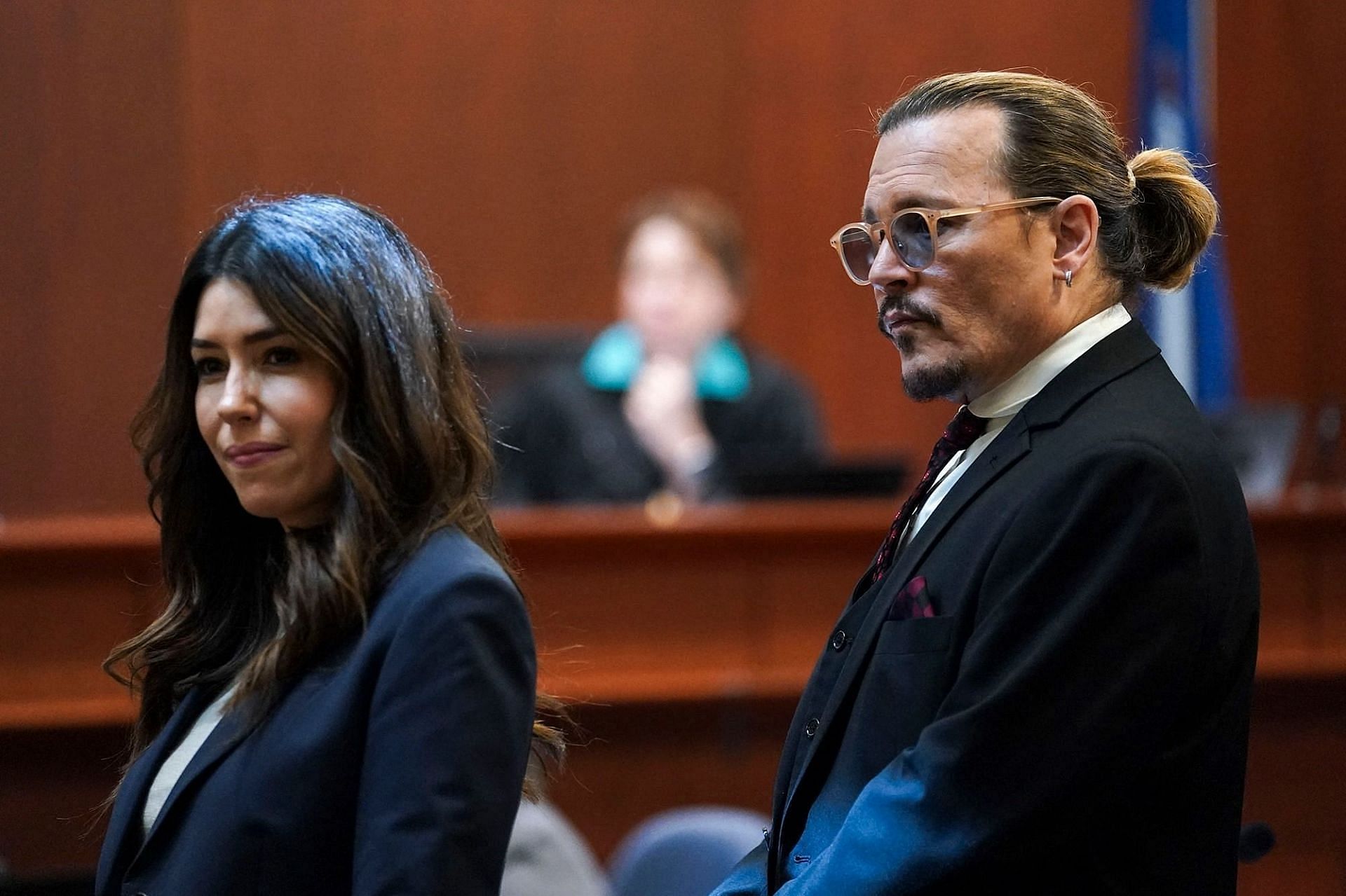 Camille Vasquez and Johnny Depp in the courtroom (Image via Kevin Lamarque/POOL/AFP/Getty Images)