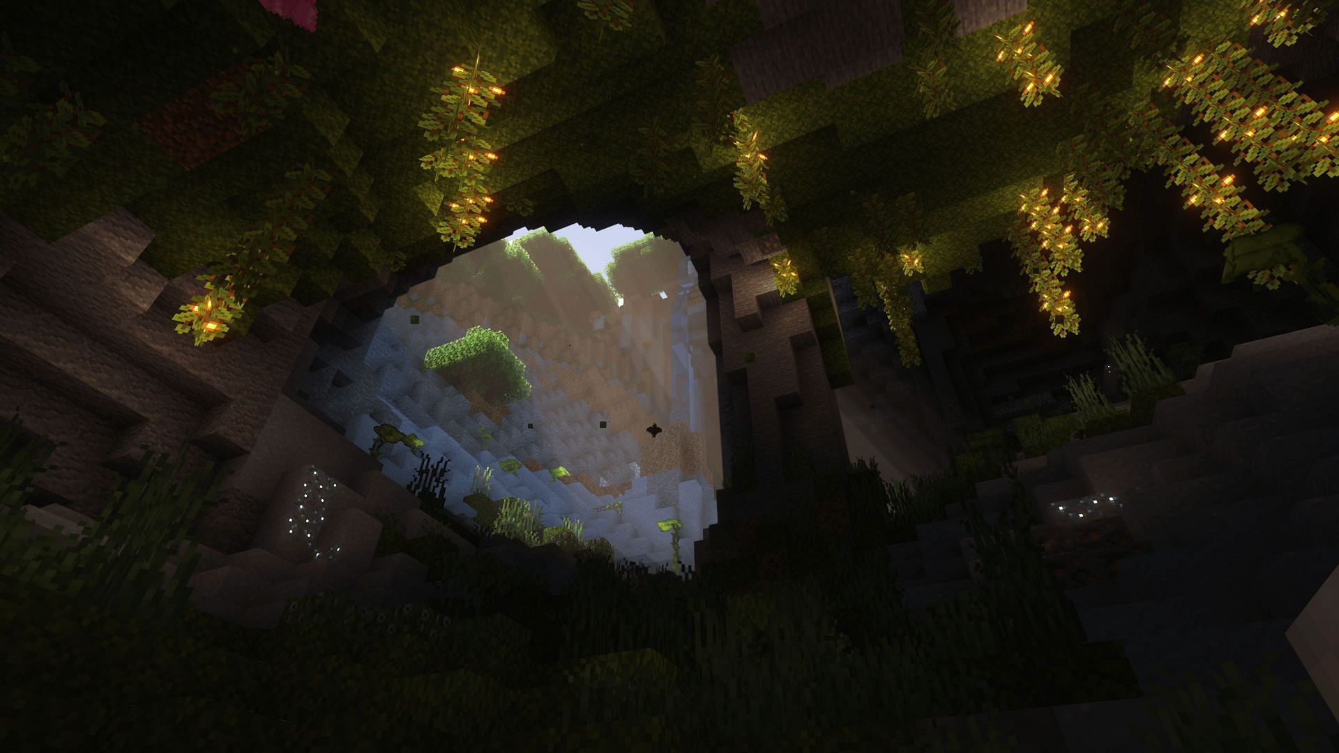 The lush cave that the artist used as inspiration (Image via u/RADI0R in r/minecraft)