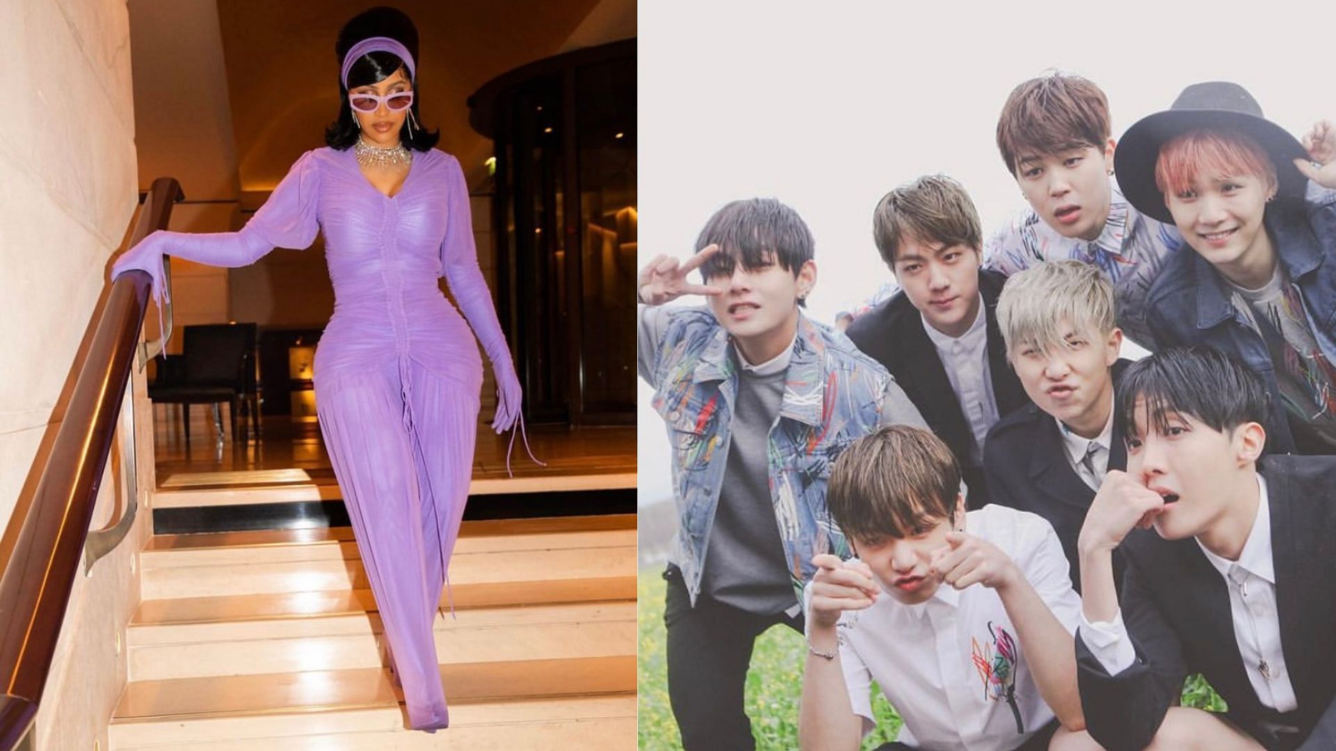 Cardi B proves yet again that she loves the K-pop boy group (Image via @iamcardib/@bts.bighitofficial/Instagram)