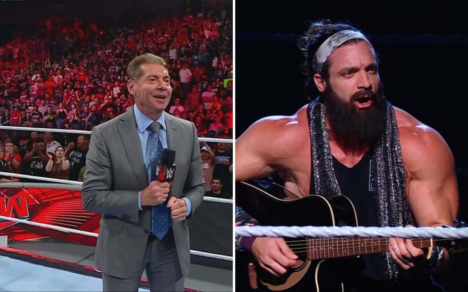 Mr. McMahon trolling fans (left); Elias made a big return (right)