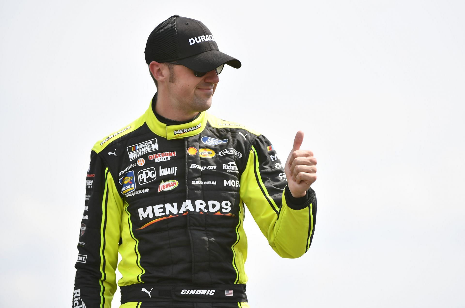 Austin Cindric onstage during driver intros before the 2022 NASCAR Cup Series Ally 400 at Nashville Superspeedway in Lebanon, Tennessee (Photo by Logan Riely/Getty Images)