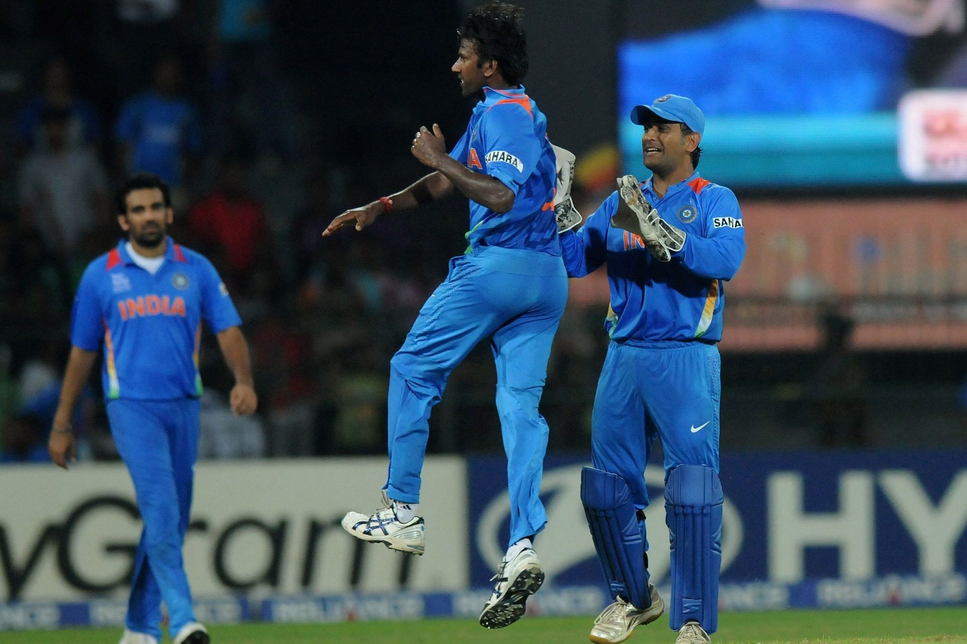 L Balaji of India celebrates the wicket of Morne Morkel. Pic: Getty Images