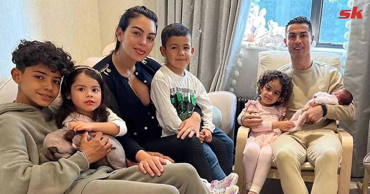 Cristiano Ronaldo with his wife Georgina Rodriguez and children.
